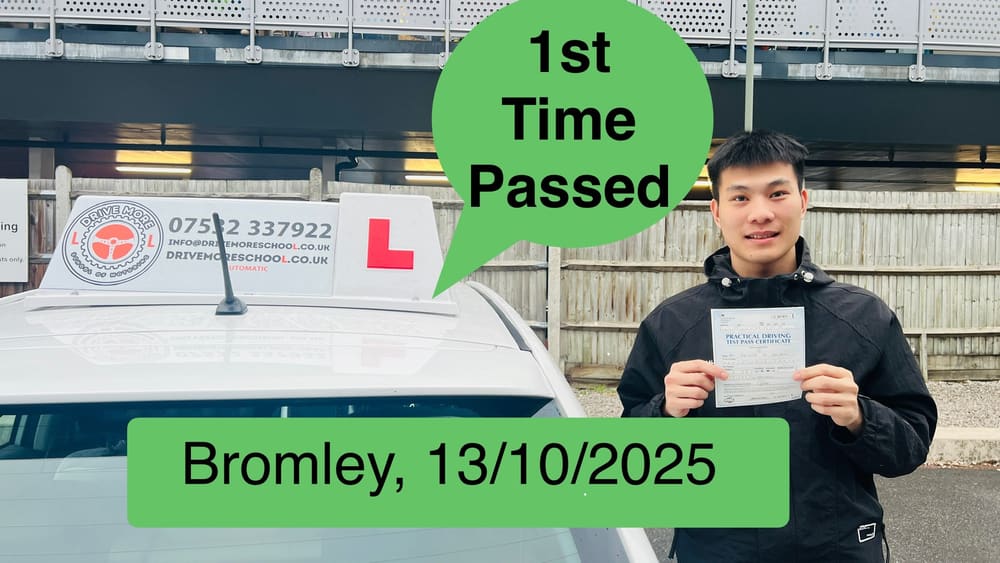 Drive More School student who passed their driving test first time in 2025, Bromley