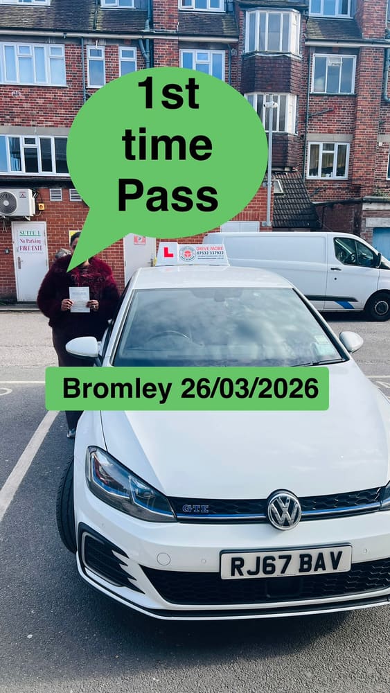 Drive More School student who passed their driving test first time in 2026, Bromley