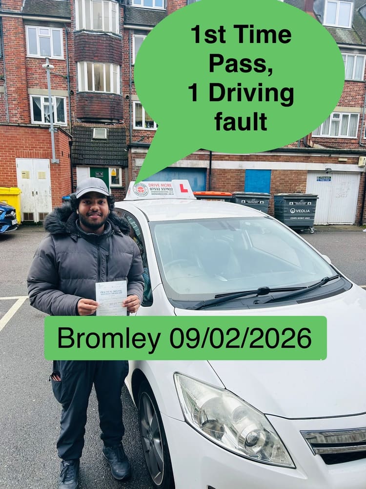 Drive More School student who passed their driving test first time in 2026, Bromley