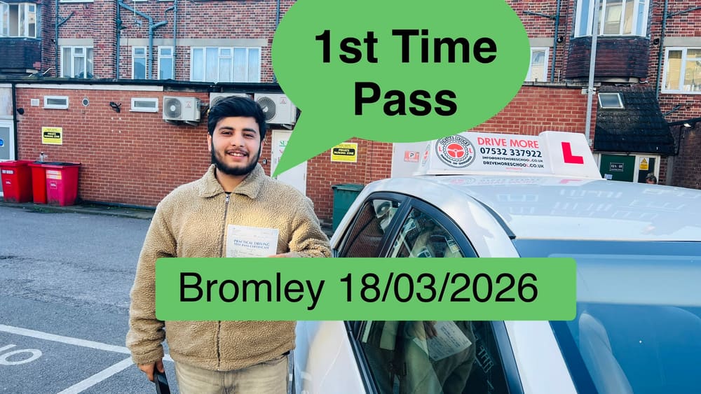 Drive More School student who passed their driving test first time in 2026, Bromley